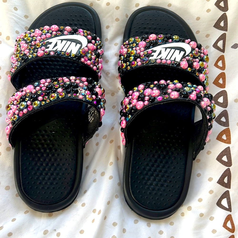 Black Embellished Slide